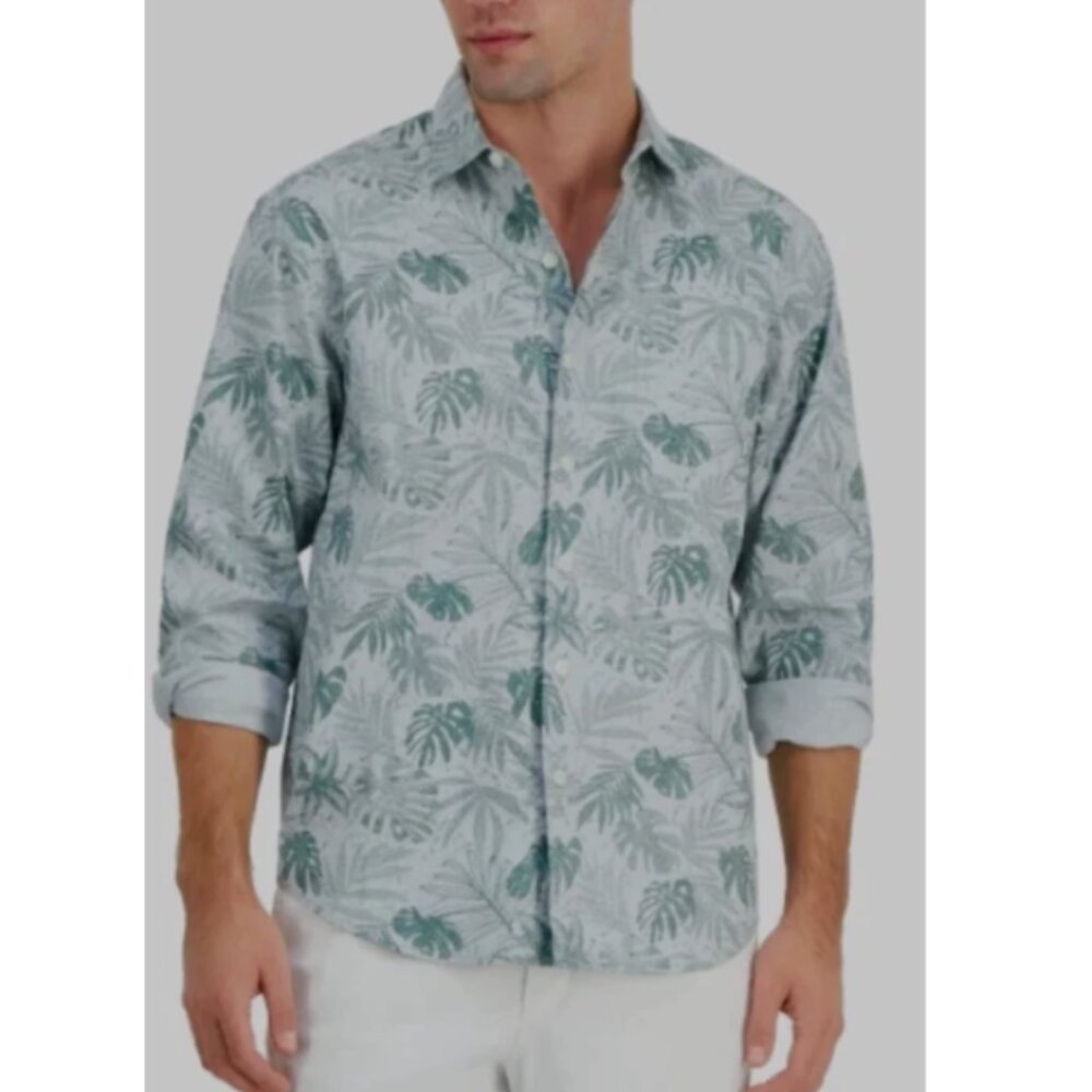 Tommy Bahama Mens Digital Palms Printed Shirt in Trout Size XL